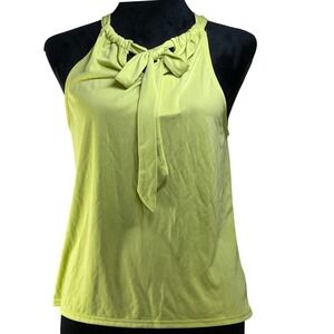 NWT Green Envelope Womens S Halter Bow Tie Neck Top Lime Green Chartreuse Preppy